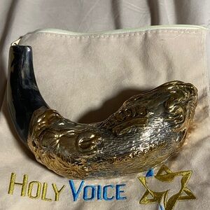 Decorative Gold and Black Shofar holy voice silver plated shofar